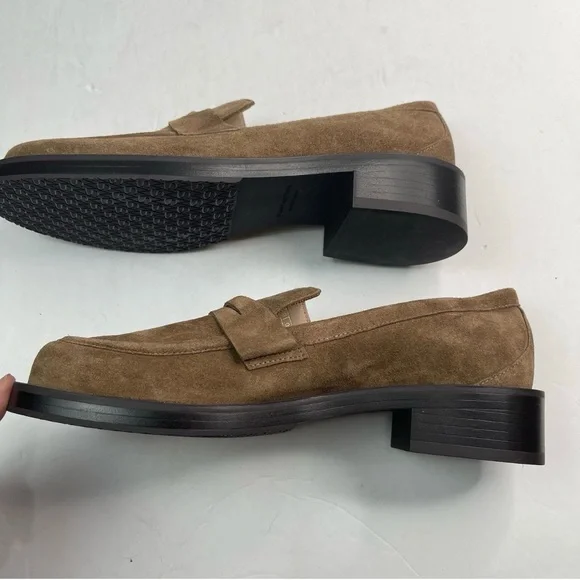 STUART WEITZMAN Women’s Palmer Brown Suede Penny Loafer Size US 7.5B EU38 Preppy - Picture 4 of 8